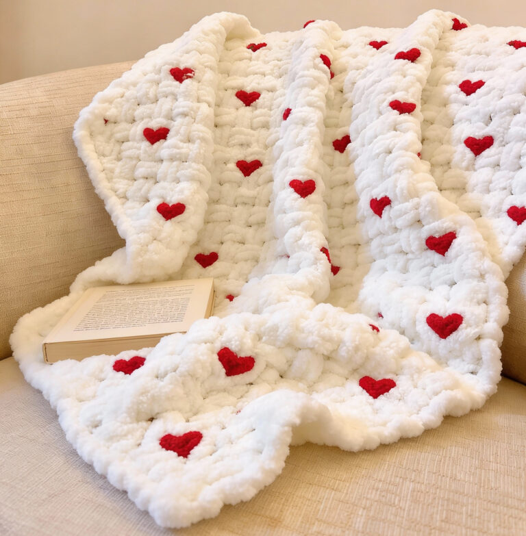 Alize puffy battaniye yürek desenli