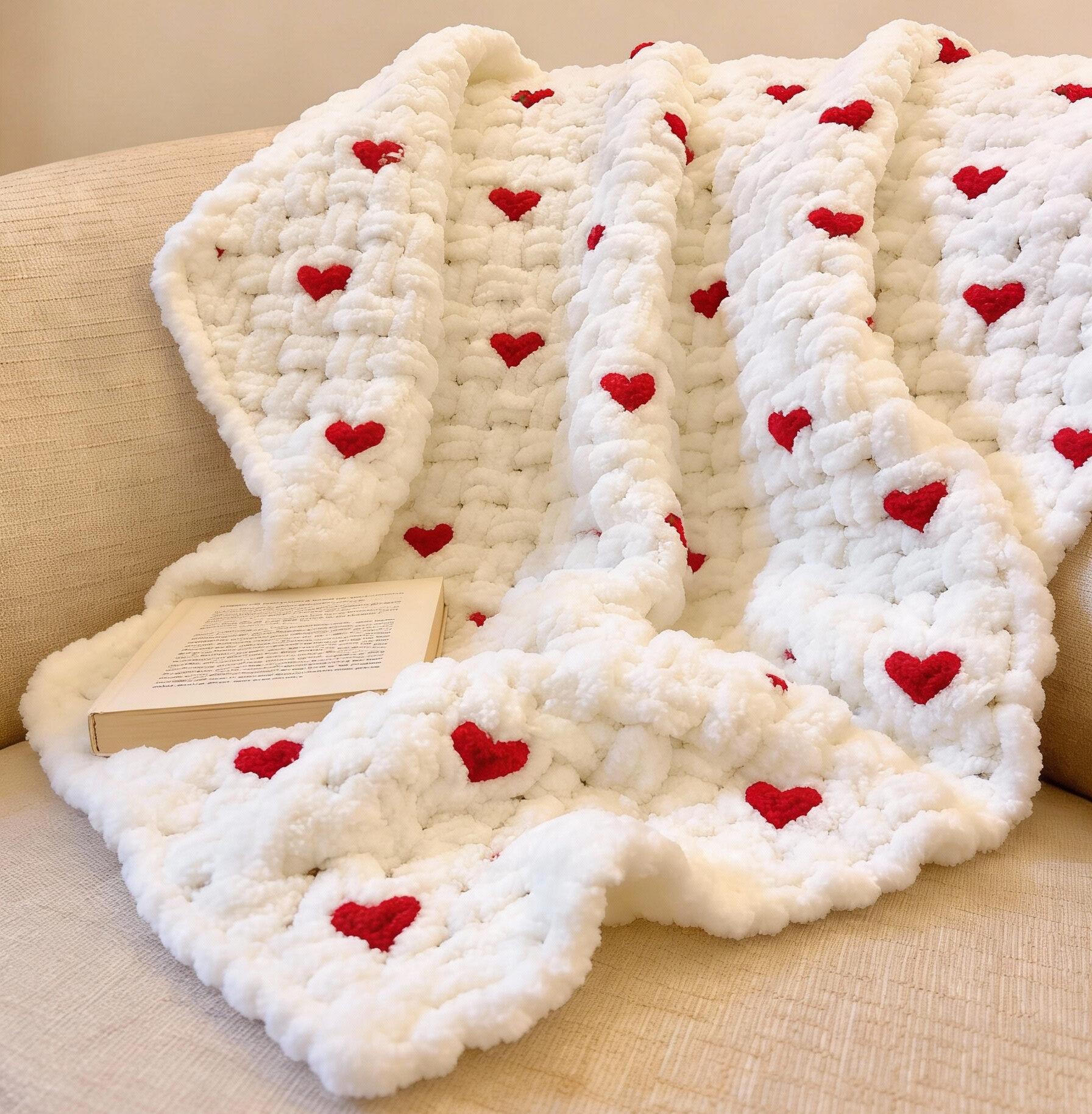 Alize puffy battaniye yürek desenli