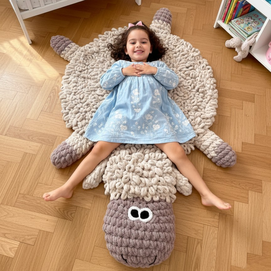 uşaqlar üçün oyun xalçası - yumşaq quzu formalı uşaq döşəyi